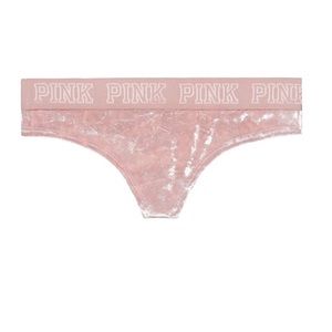 Victoria’s Secret Pink Logo Velvet Thong Panties